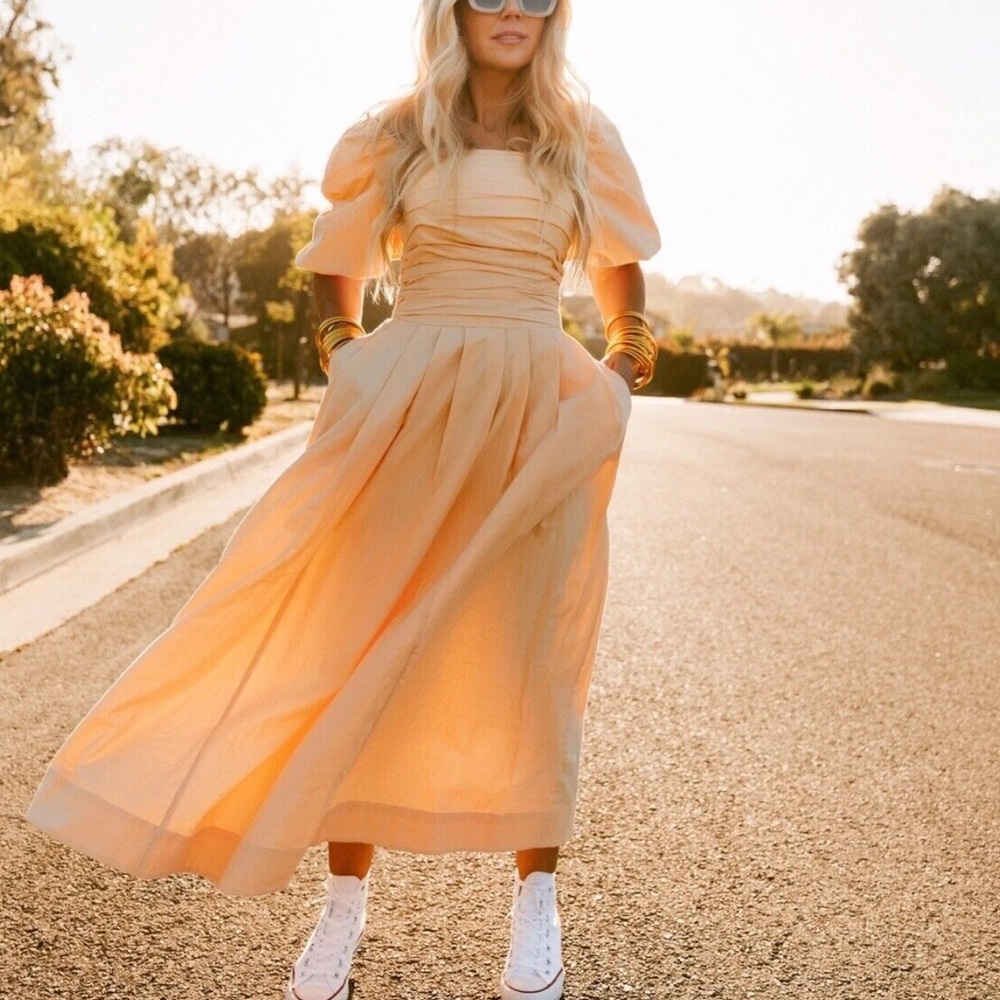 Free People Cream Puff Sleeve Dress
